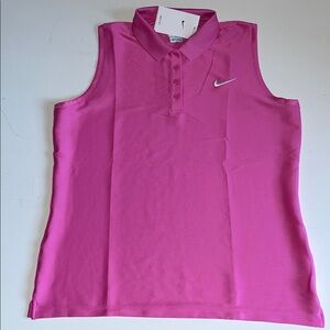 Nike victory golf polo dri fit sleeveless shirt pink women’s XL Ribbed NWT $63
